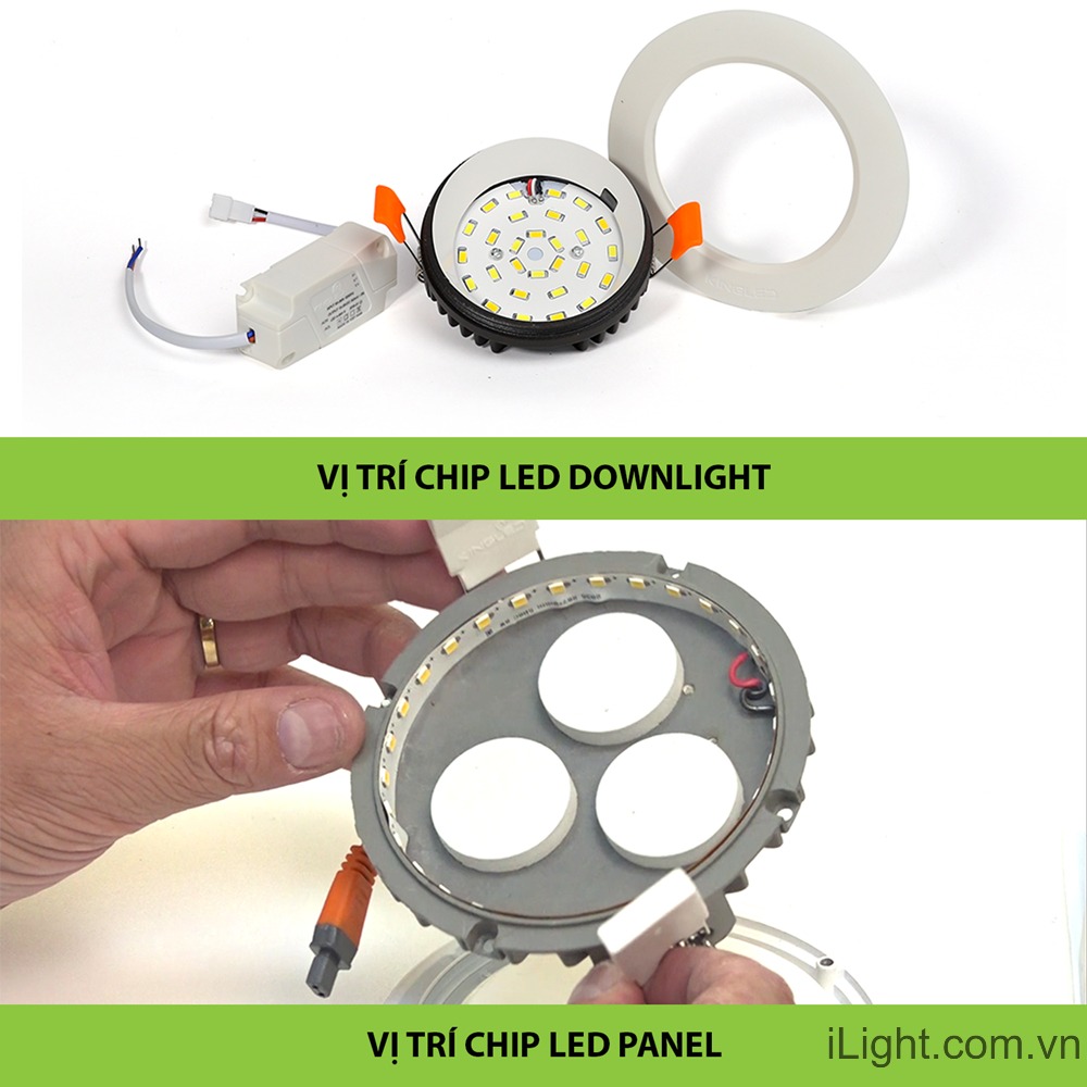 Chip led so sánh giữa đèn âm trần thường và đèn panel âm trần